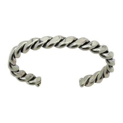 Elaine Tahe Sterling Silver Navajo Flat Twist 8.5mm Bracelet