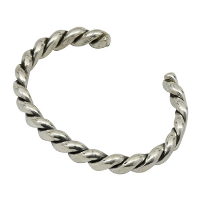 Elaine Tahe Sterling Silver Navajo Flat Twist 8.5mm Bracelet