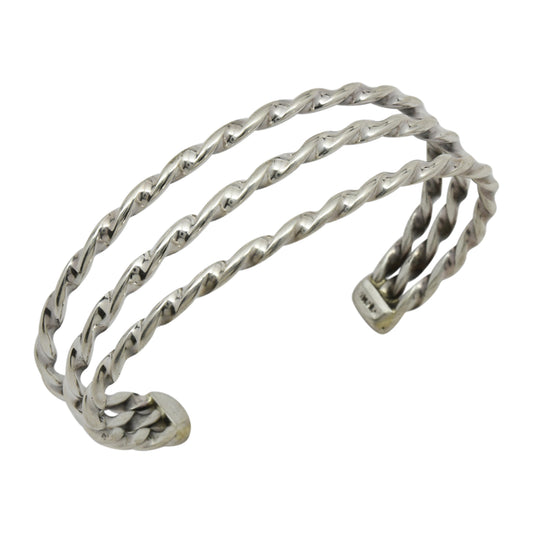 Elaine Tahe Sterling Silver Navajo Twist Bracelet