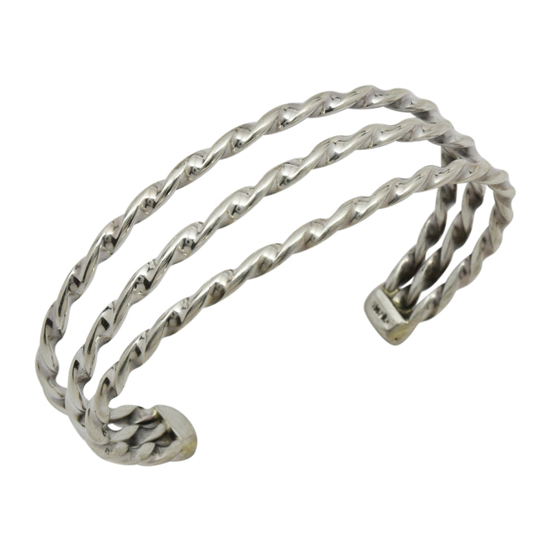Elaine Tahe Sterling Silver Navajo Twist Bracelet