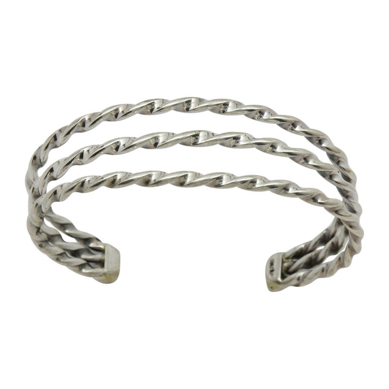 Elaine Tahe Sterling Silver Navajo Twist Bracelet