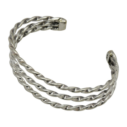 Elaine Tahe Sterling Silver Navajo Twist Bracelet