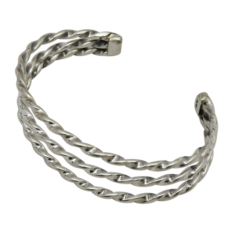 Elaine Tahe Sterling Silver Navajo Twist Bracelet