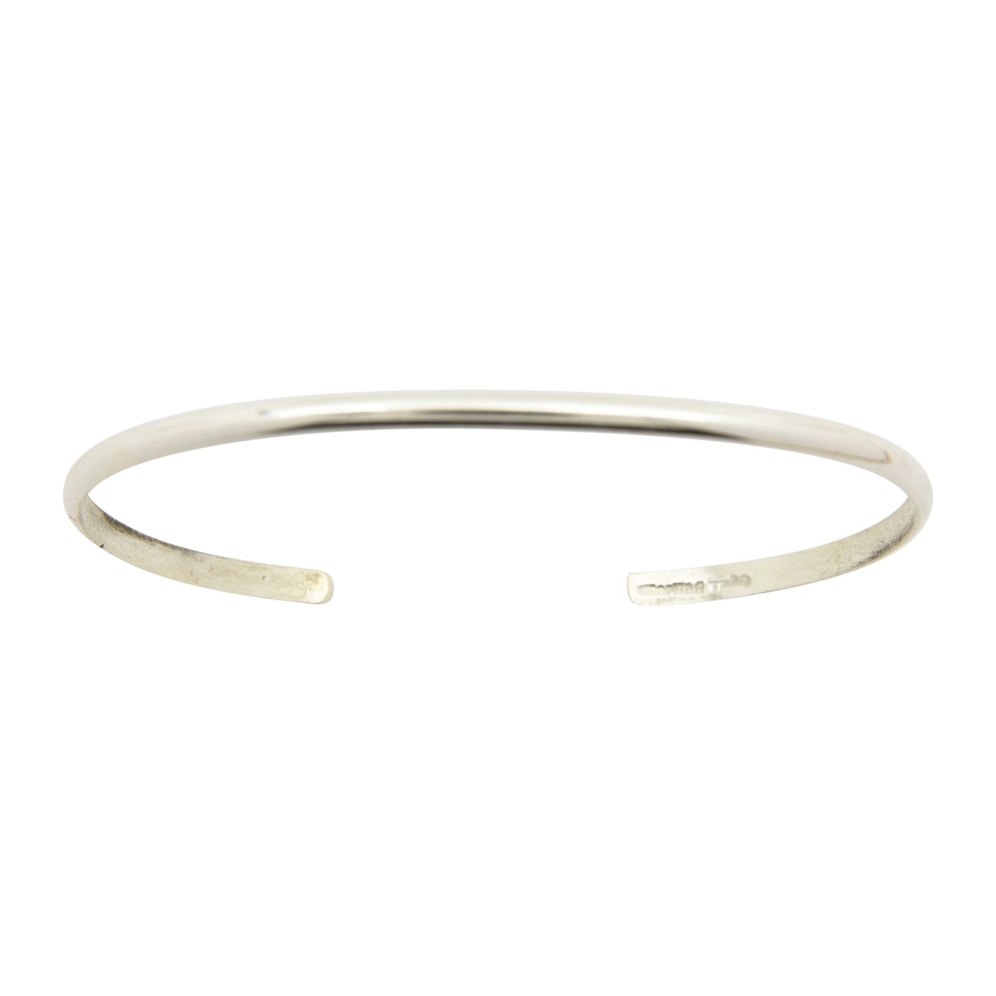 Elaine Tahe Sterling Silver Navajo Half Round Plain 2.5mm Bracelet