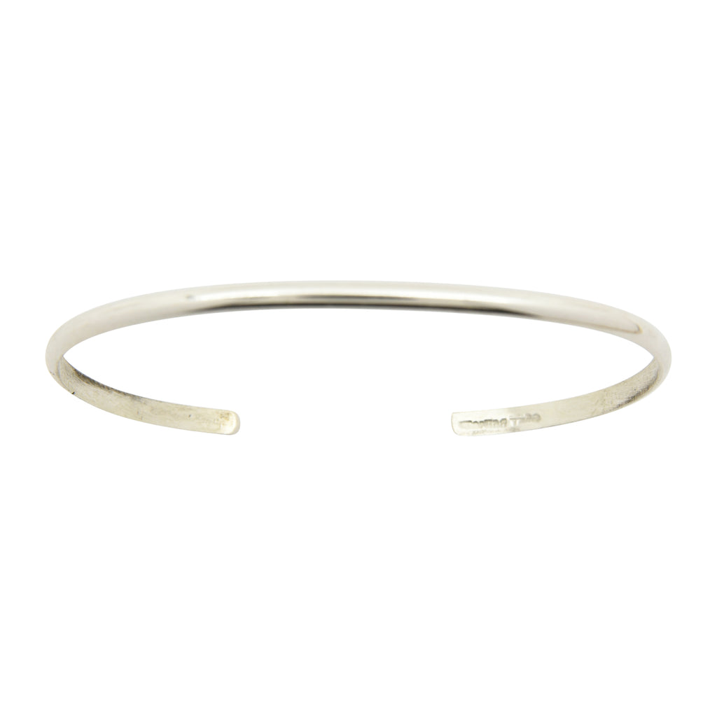 Elaine Tahe Sterling Silver Navajo Half Round Plain 2.5mm Bracelet