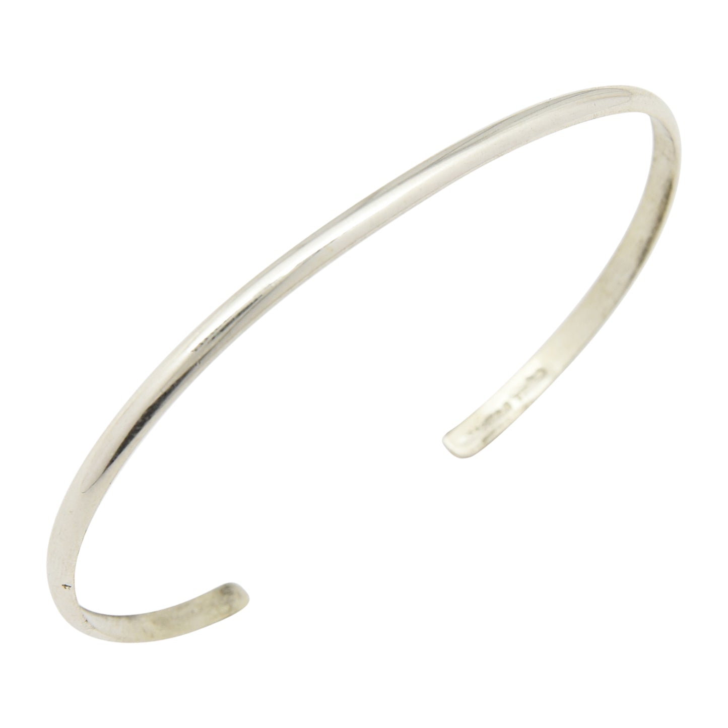 Elaine Tahe Sterling Silver Navajo Half Round Plain 2.5mm Bracelet