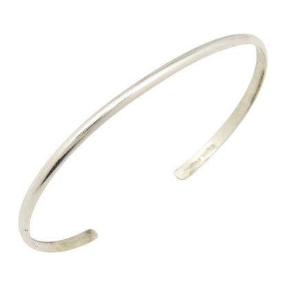 Elaine Tahe Sterling Silver Navajo Half Round Plain 2.5mm Bracelet