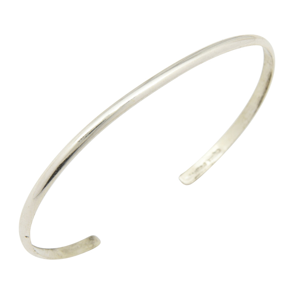 Elaine Tahe Sterling Silver Navajo Half Round Plain 2.5mm Bracelet
