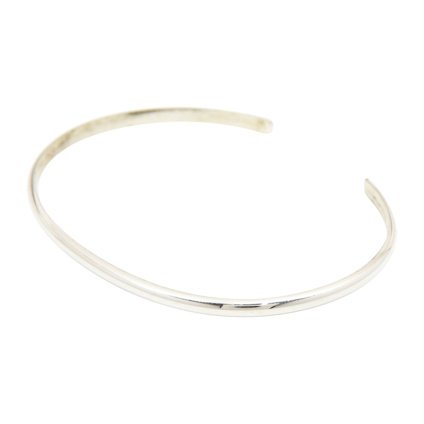 Elaine Tahe Sterling Silver Navajo Half Round Plain 2.5mm Bracelet