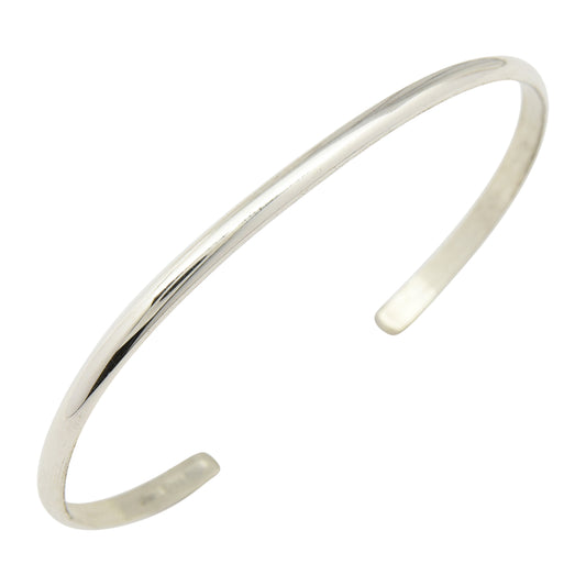 Elaine Tahe Sterling Silver Navajo Half Round Plain 3.2mm Bracelet