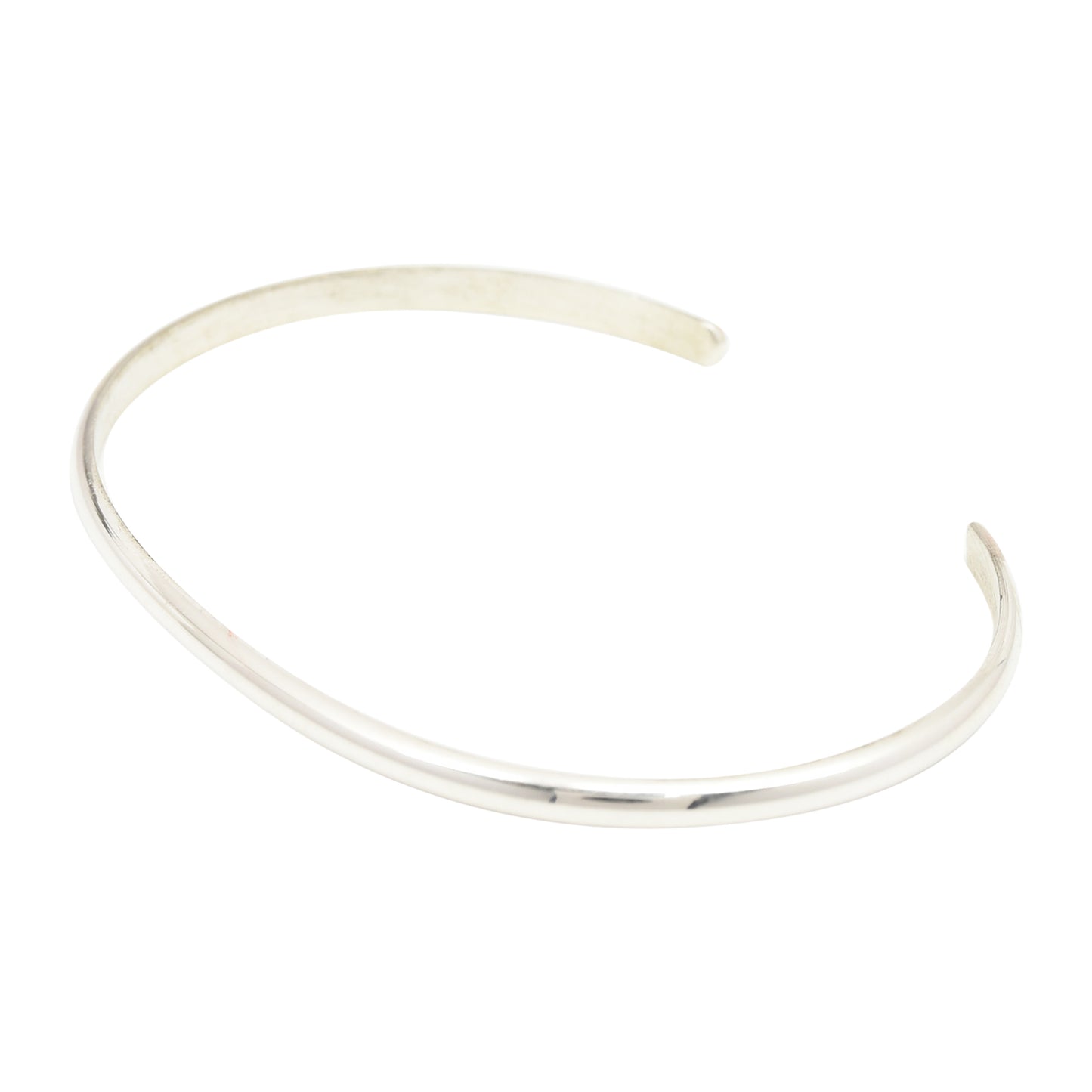 Elaine Tahe Sterling Silver Navajo Half Round Plain 3.5mm Bracelet