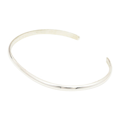 Elaine Tahe Sterling Silver Navajo Half Round Plain 3.5mm Bracelet