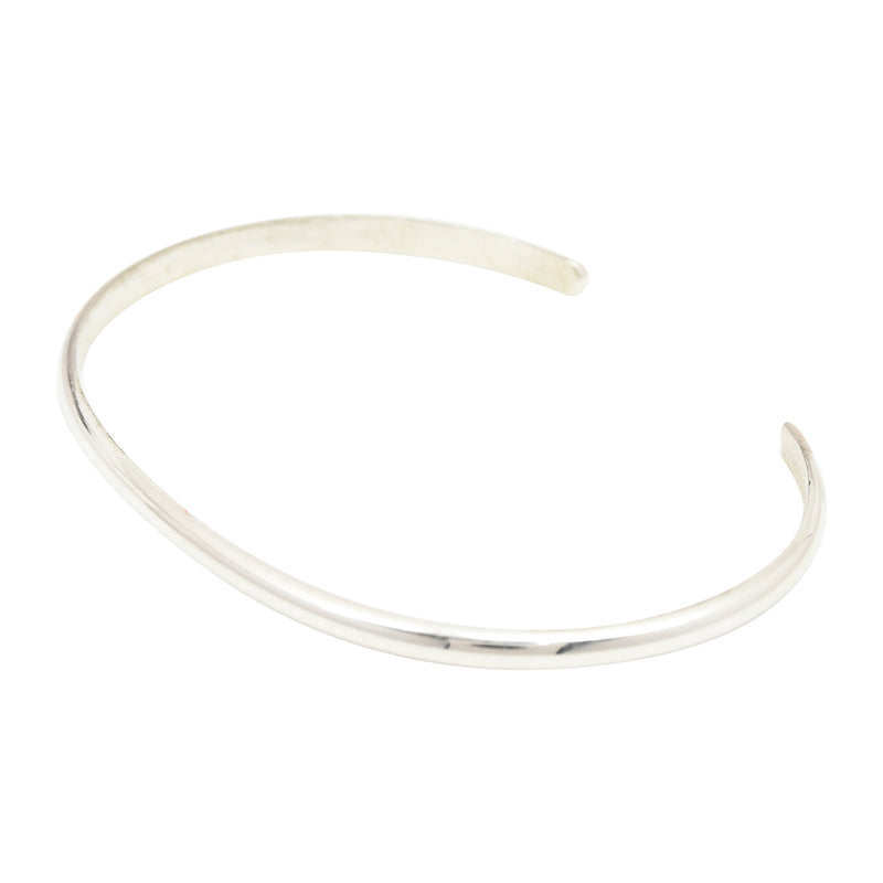 Elaine Tahe Sterling Silver Navajo Half Round Plain 3.5mm Bracelet