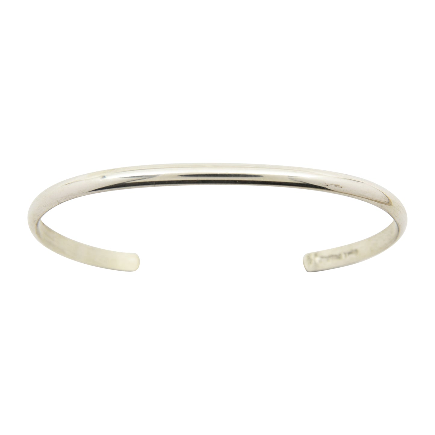 Elaine Tahe Sterling Silver Navajo Half Round Plain 3.5mm Bracelet