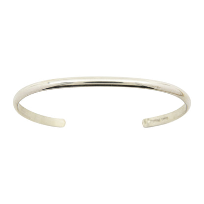 Elaine Tahe Sterling Silver Navajo Half Round Plain 3.2mm Bracelet