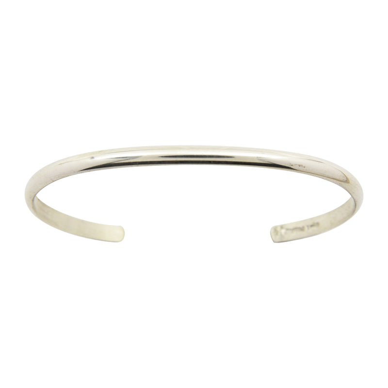 Elaine Tahe Sterling Silver Navajo Half Round Plain 3.5mm Bracelet