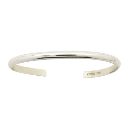 Elaine Tahe Sterling Silver Navajo Half Round Plain 4mm Bracelet