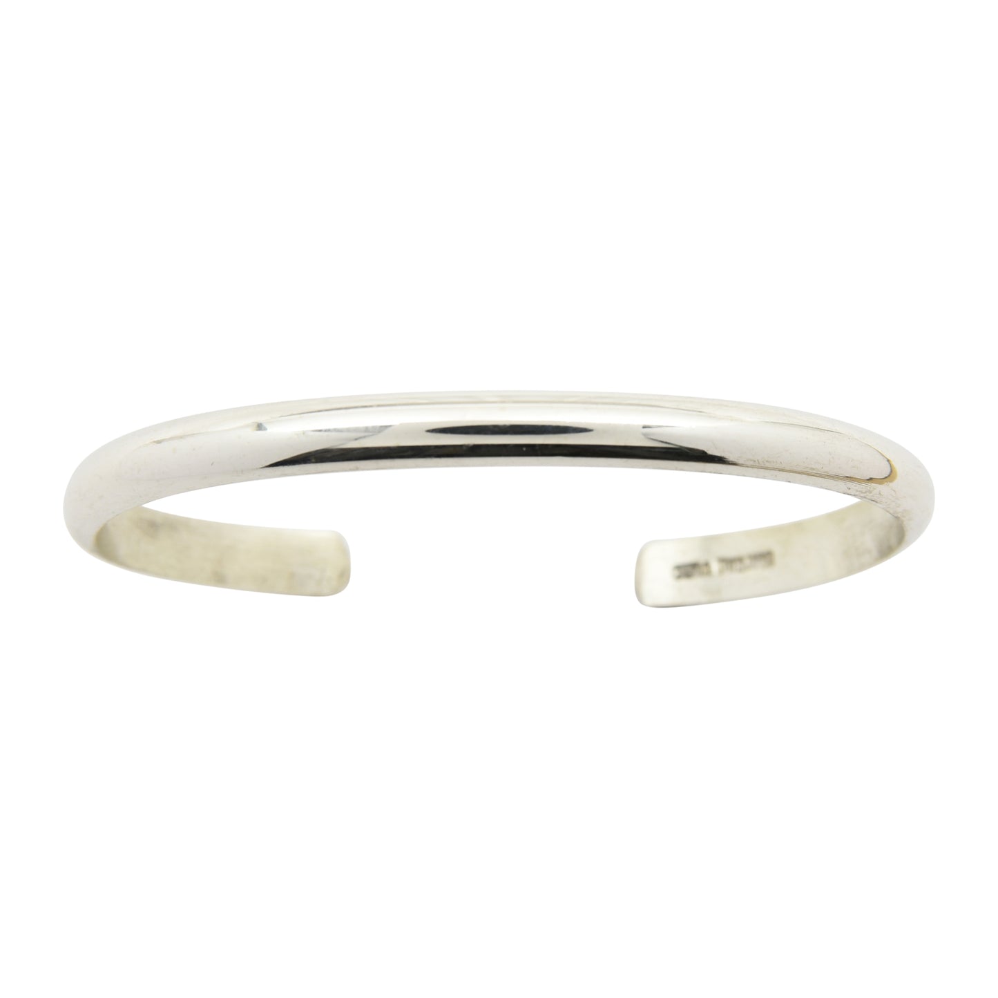Elaine Tahe Sterling Silver Navajo Half Round Plain 5mm Bracelet