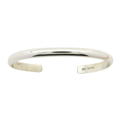 Elaine Tahe Sterling Silver Navajo Half Round Plain 5mm Bracelet