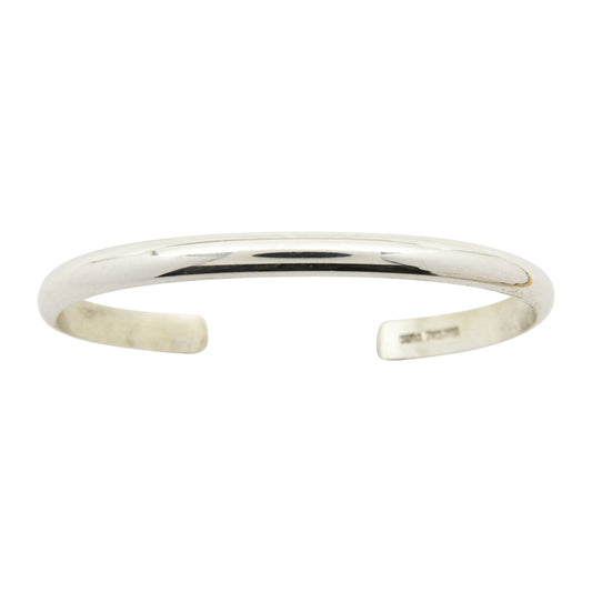 Elaine Tahe Sterling Silver Navajo Half Round Plain 5mm Bracelet