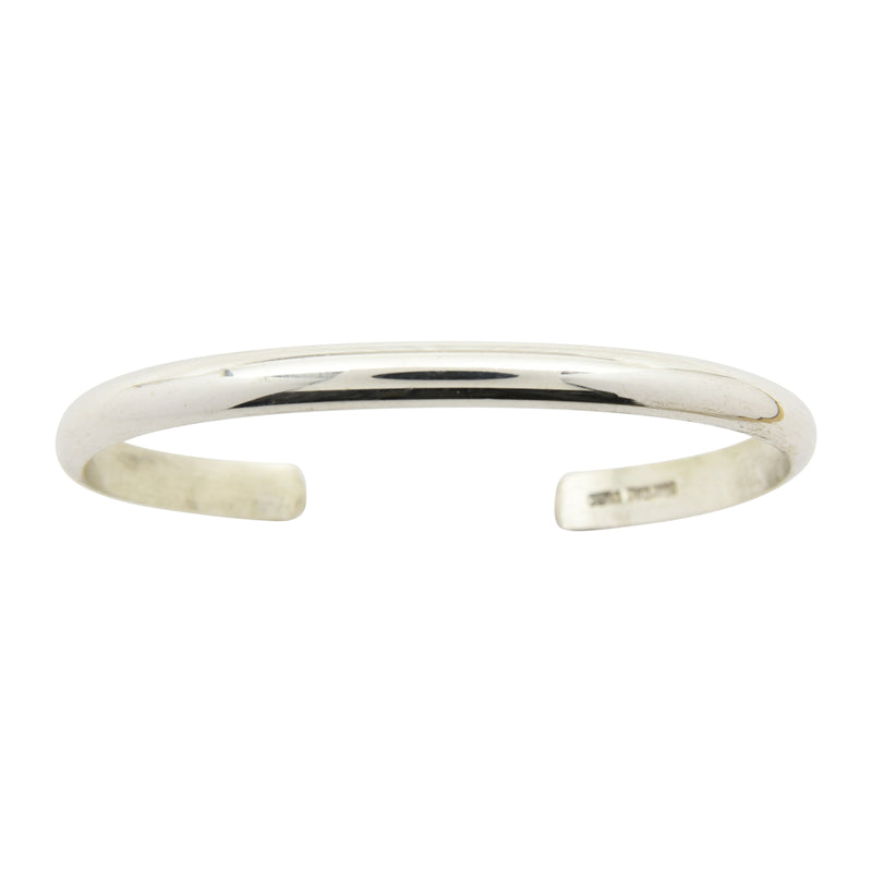 Elaine Tahe Sterling Silver Navajo Half Round Plain 5mm Bracelet