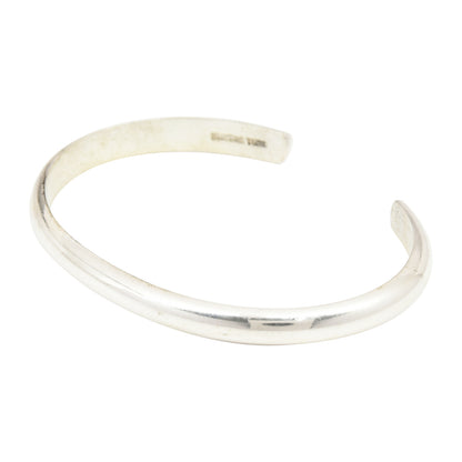 Elaine Tahe Sterling Silver Navajo Half Round Plain 5mm Bracelet