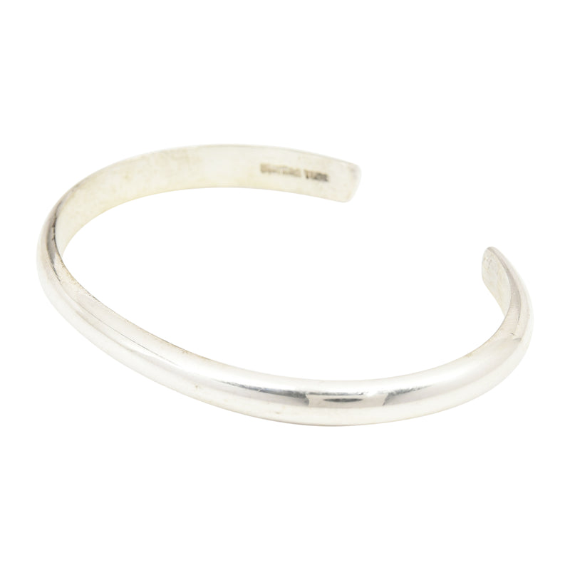 Elaine Tahe Sterling Silver Navajo Half Round Plain 5mm Bracelet