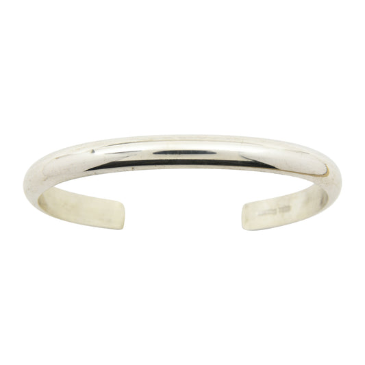 Elaine Tahe Sterling Silver Navajo Half Round Plain 6.5mm Bracelet