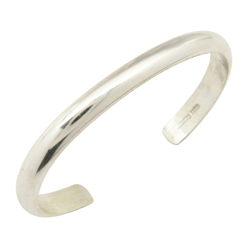 Elaine Tahe Sterling Silver Navajo Half Round Plain 6.5mm Bracelet
