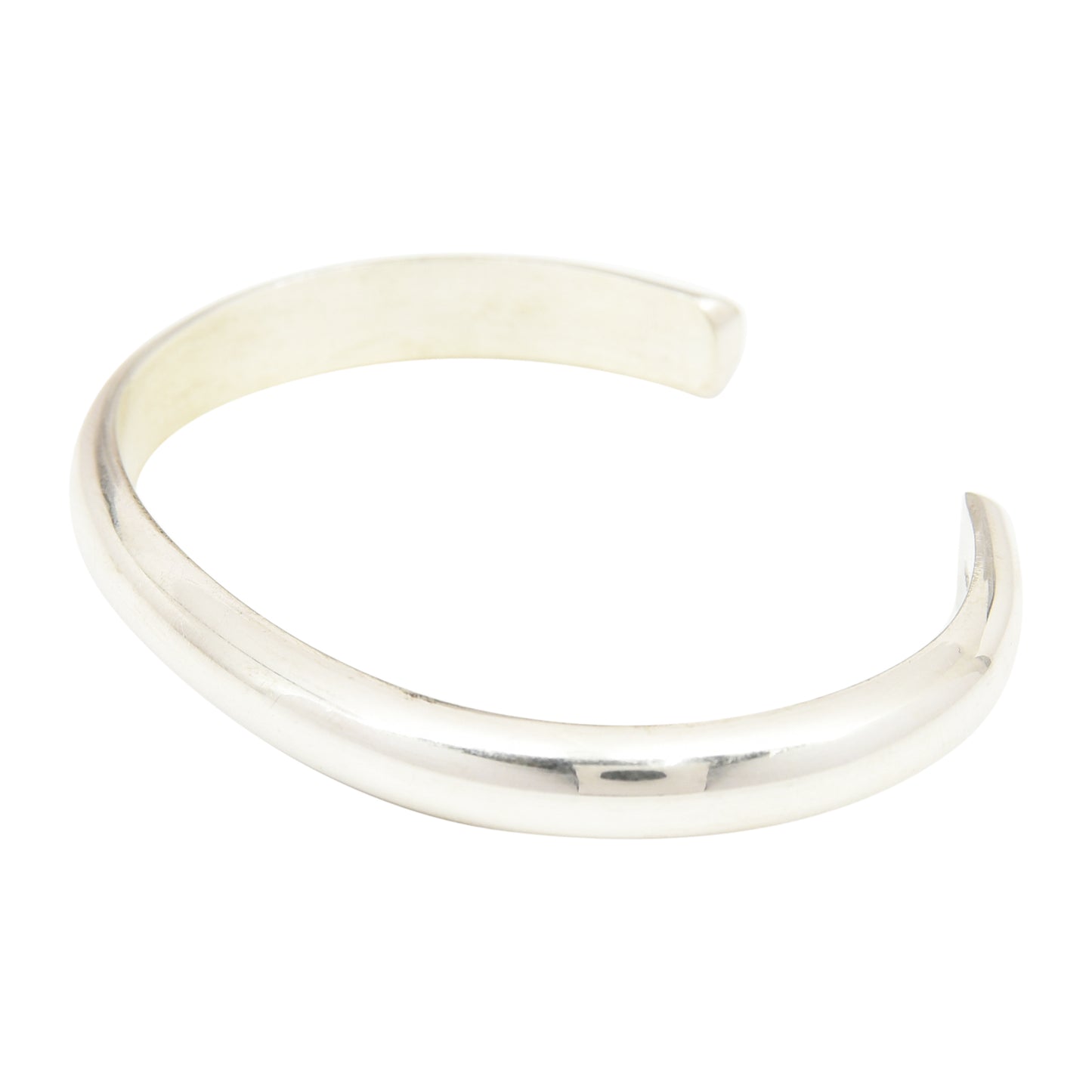 Elaine Tahe Sterling Silver Navajo Half Round Plain 6.5mm Bracelet