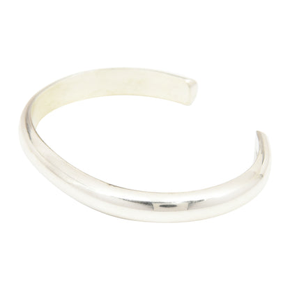 Elaine Tahe Sterling Silver Navajo Half Round Plain 6.5mm Bracelet