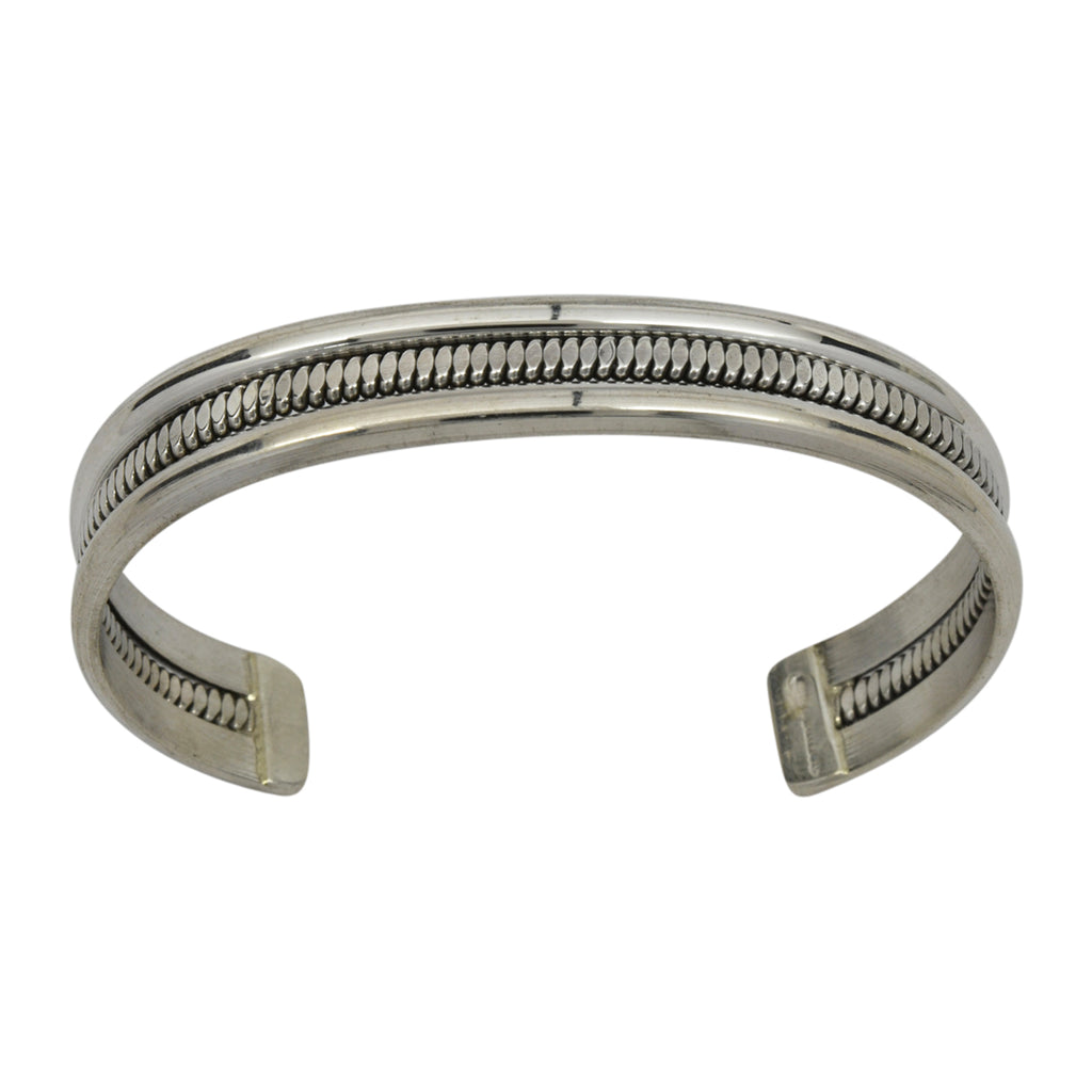 Elaine Tahe Sterling Silver Navajo Flat Coil Middle 11.5mm Bracelet