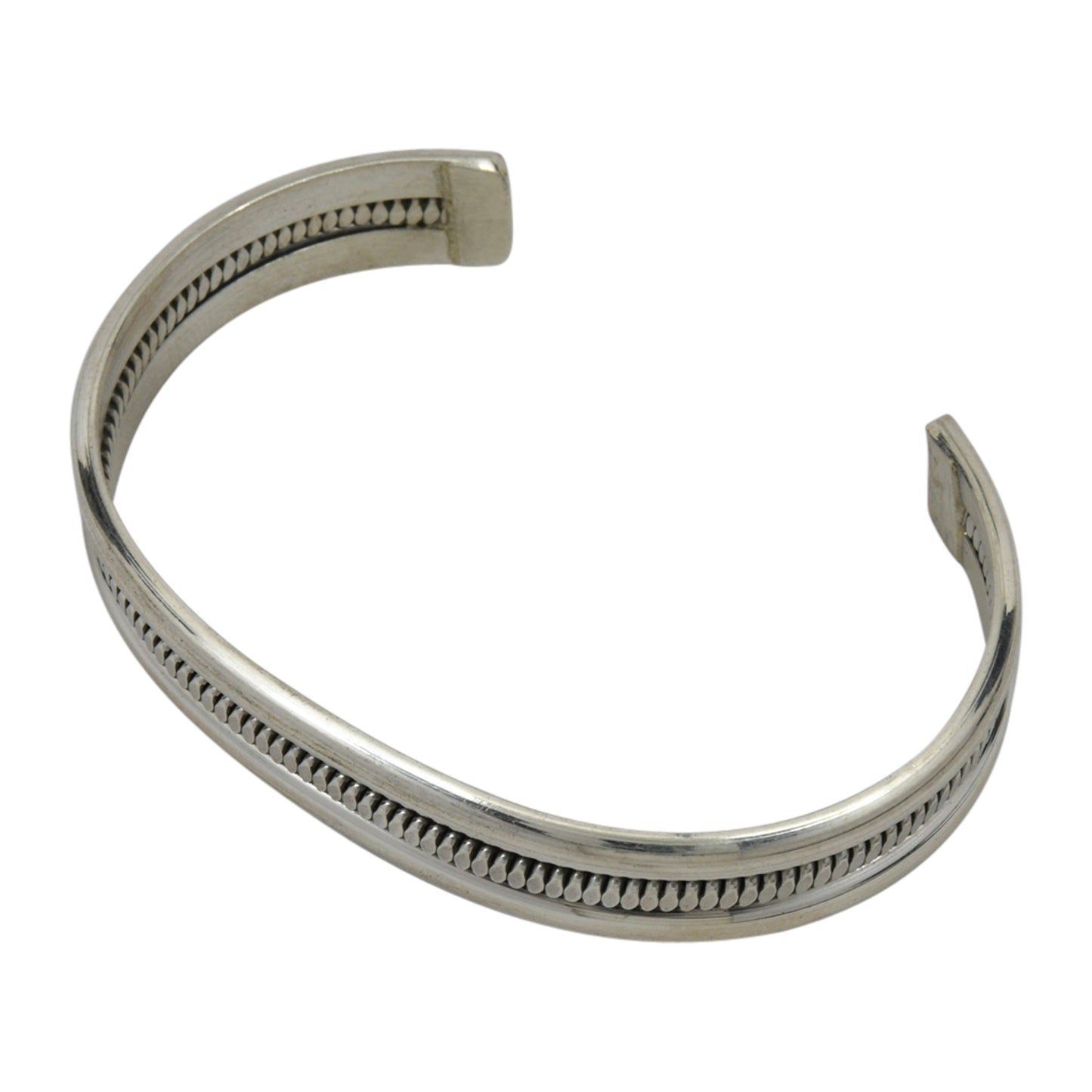 Elaine Tahe Sterling Silver Navajo Flat Coil Middle 11.5mm Bracelet