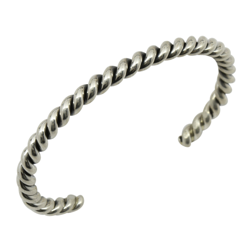 Elaine Tahe Sterling Silver Navajo 5mm Rope Bracelet
