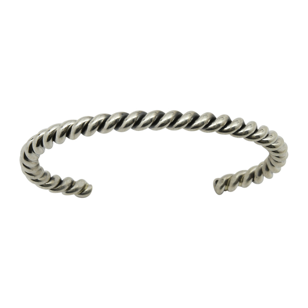 Elaine Tahe Sterling Silver Navajo 5mm Rope Bracelet