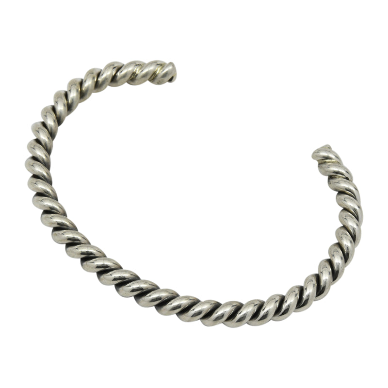Elaine Tahe Sterling Silver Navajo 5mm Rope Bracelet
