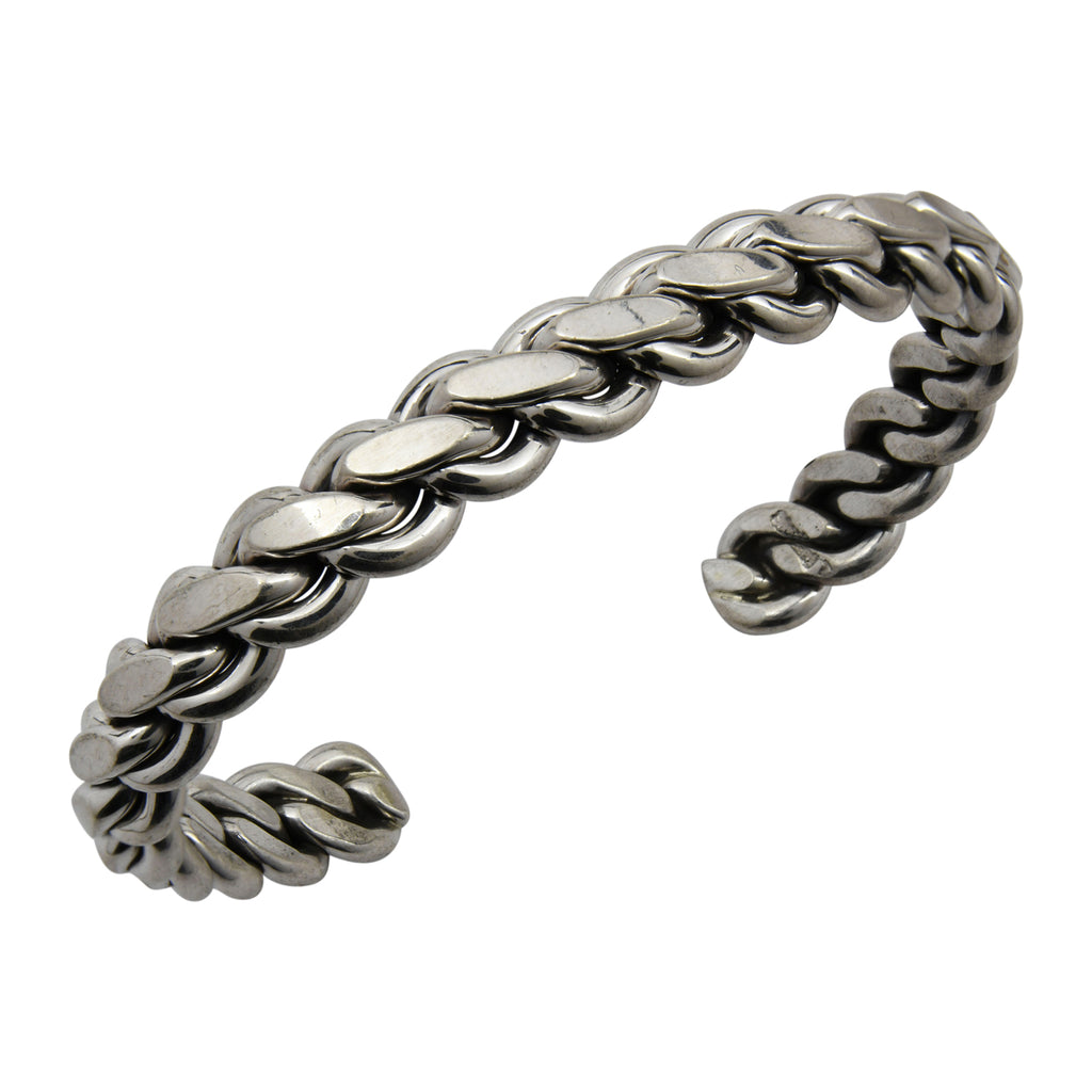 Elaine Tahe Sterling Silver Navajo Flat Chain Link Style 3/8" Bracelet