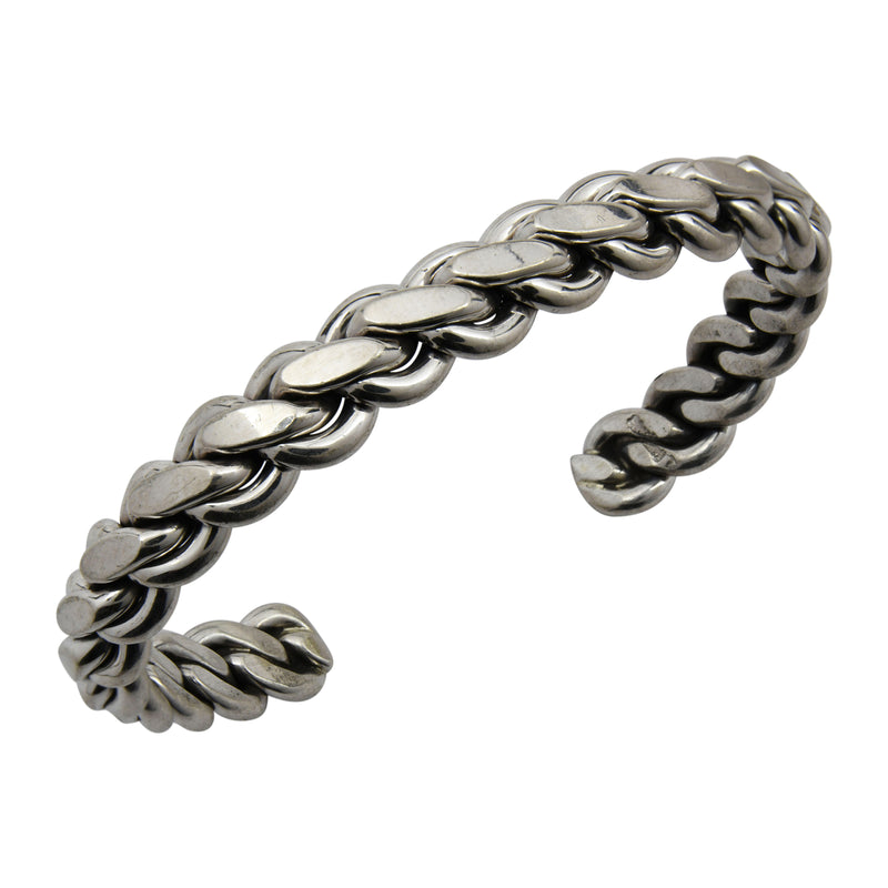 Elaine Tahe Sterling Silver Navajo Flat Chain Link Style 3/8" Bracelet