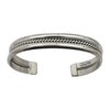 Elaine Tahe Sterling Silver Navajo 2 Bar, 1 Rope 3/8" Bracelet