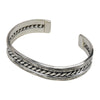 Elaine Tahe Sterling Silver Navajo 2 Half-Round Flat Rope 7/16" Bracelet
