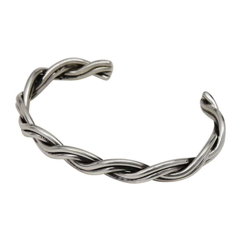 Elaine Tahe Sterling Silver Navajo Twist Bracelet