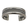 Elaine Tahe Sterling Silver Navajo 2 Rope Stamped 3/4" Bracelet