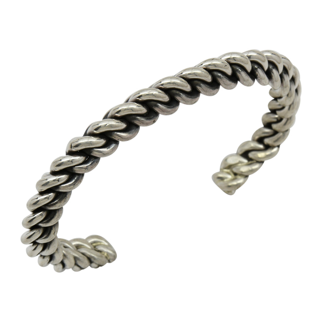 Elaine Tahe Sterling Silver Navajo Chain Link Style 8mm Cuff Bracelet