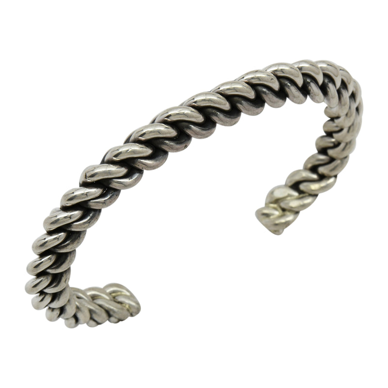 Elaine Tahe Sterling Silver Navajo Chain Link Style 8mm Cuff Bracelet