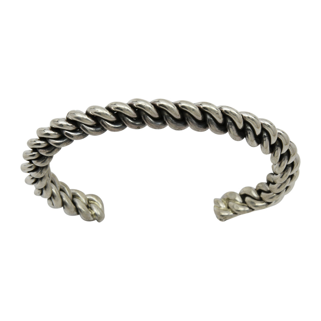 Elaine Tahe Sterling Silver Navajo Chain Link Style 8mm Cuff Bracelet