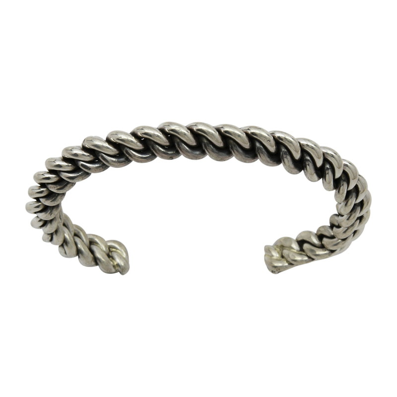 Elaine Tahe Sterling Silver Navajo Chain Link Style 8mm Cuff Bracelet
