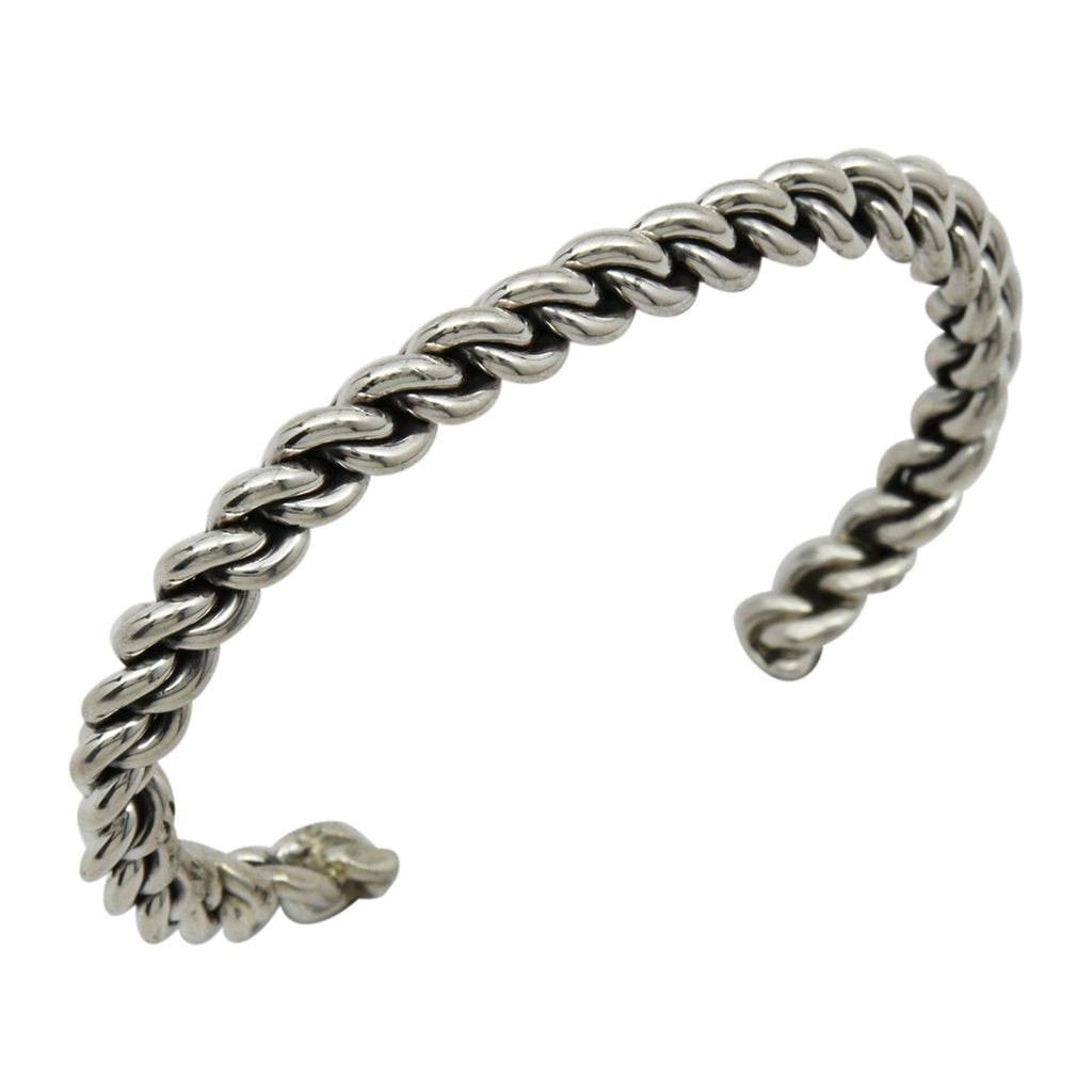 Elaine Tahe Sterling Silver Navajo Chain Link Style 6.5mm Cuff Bracelet