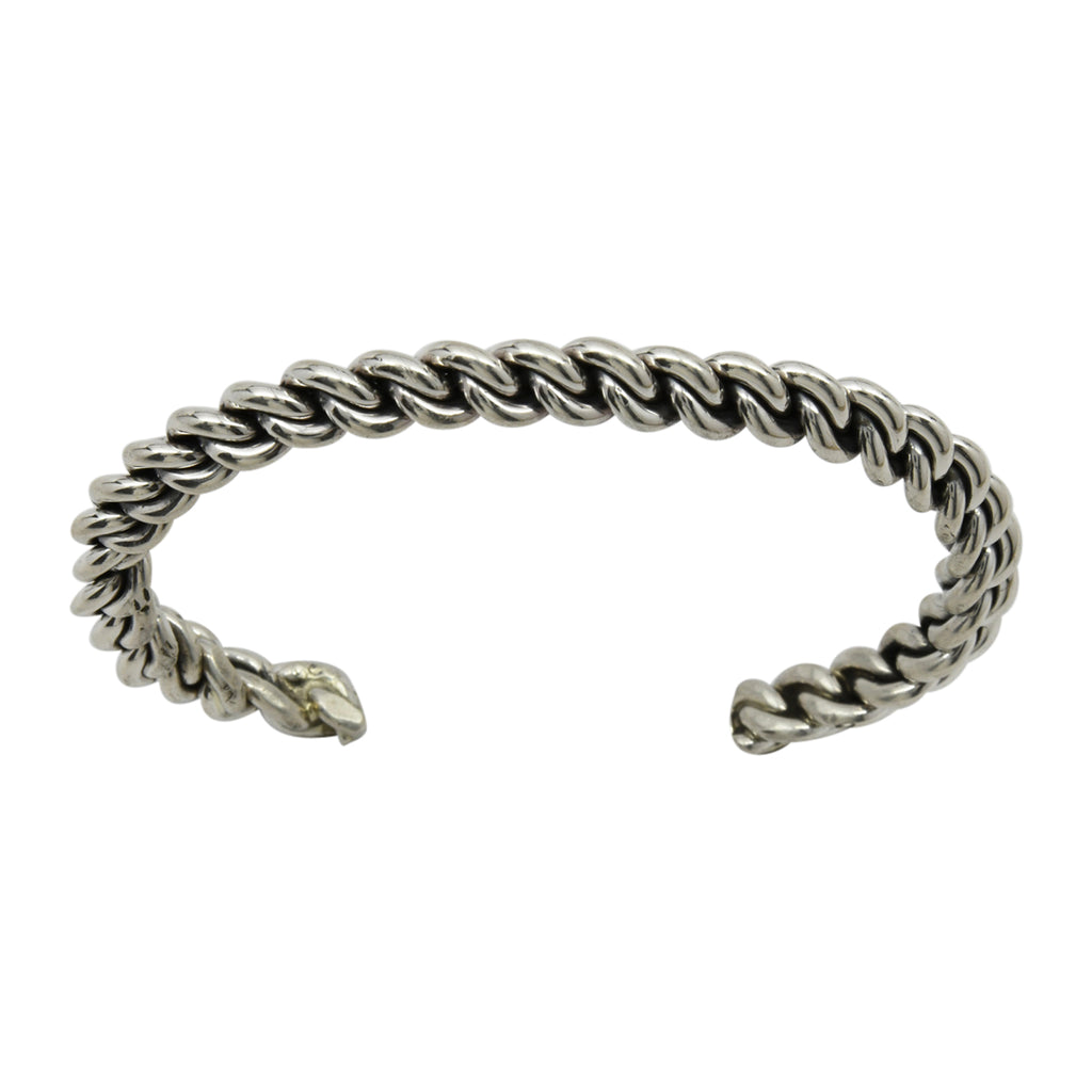 Elaine Tahe Sterling Silver Navajo Chain Link Style 6.5mm Cuff Bracelet