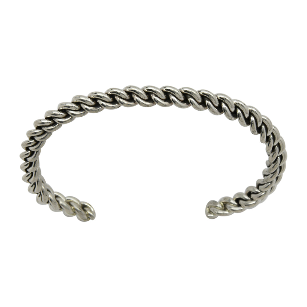 Elaine Tahe Sterling Silver Navajo Chain Link Style 5mm Cuff Bracelet
