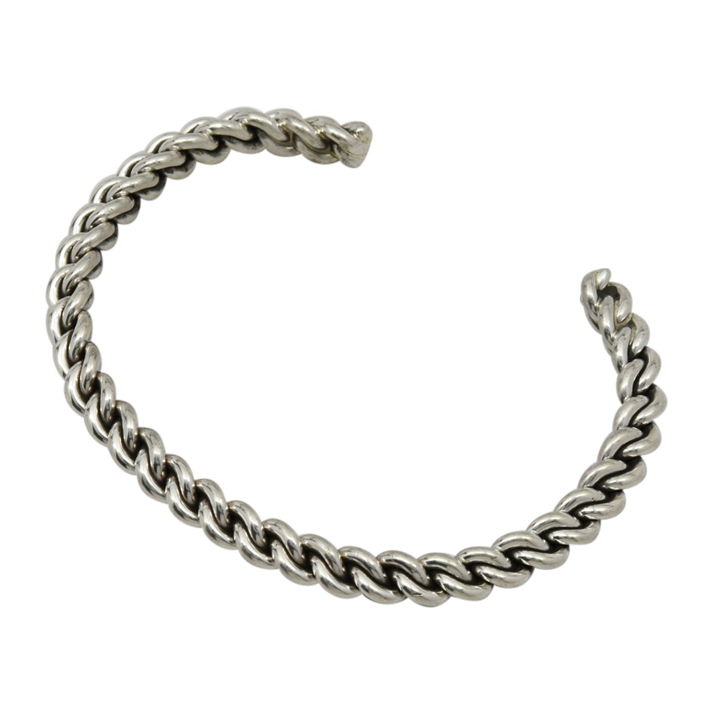 Elaine Tahe Sterling Silver Navajo Chain Link Style 5mm Cuff Bracelet